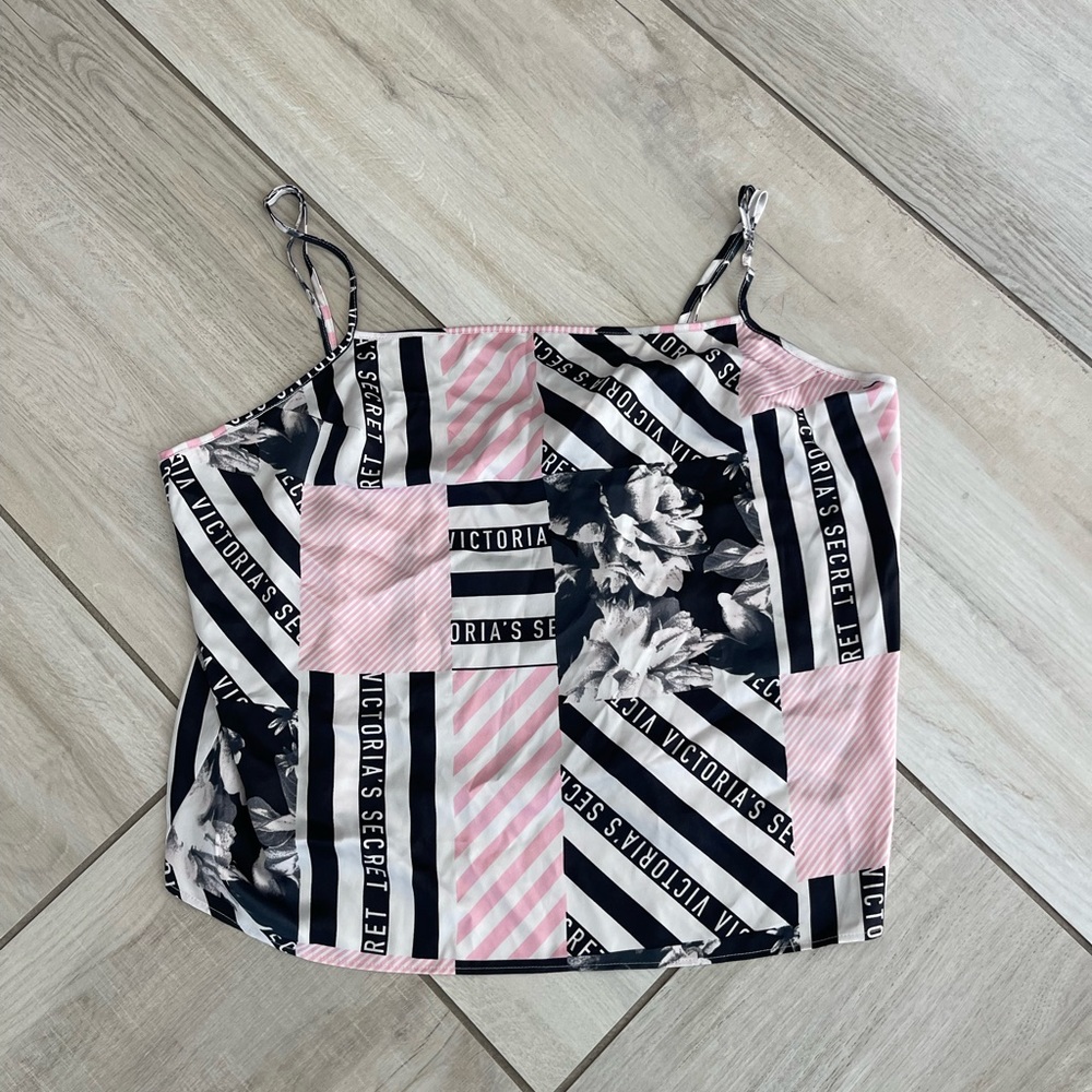 Victoria Secret Tank ToPink and Black Stripes Floral